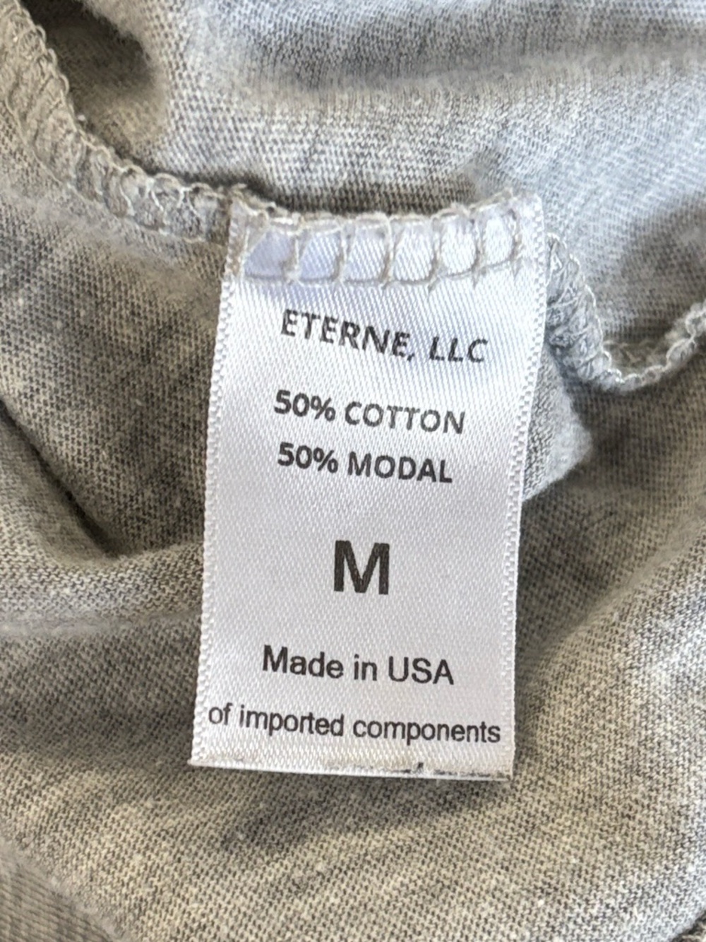 Eterne Grey Cropped Short Sleeve Crewneck Tee Cotton Modal Blend - Picture 4 of 4
